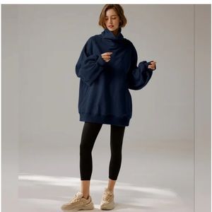 Whisper Oversized Turtleneck Sweatshirt (Navy) - LIT Activewear